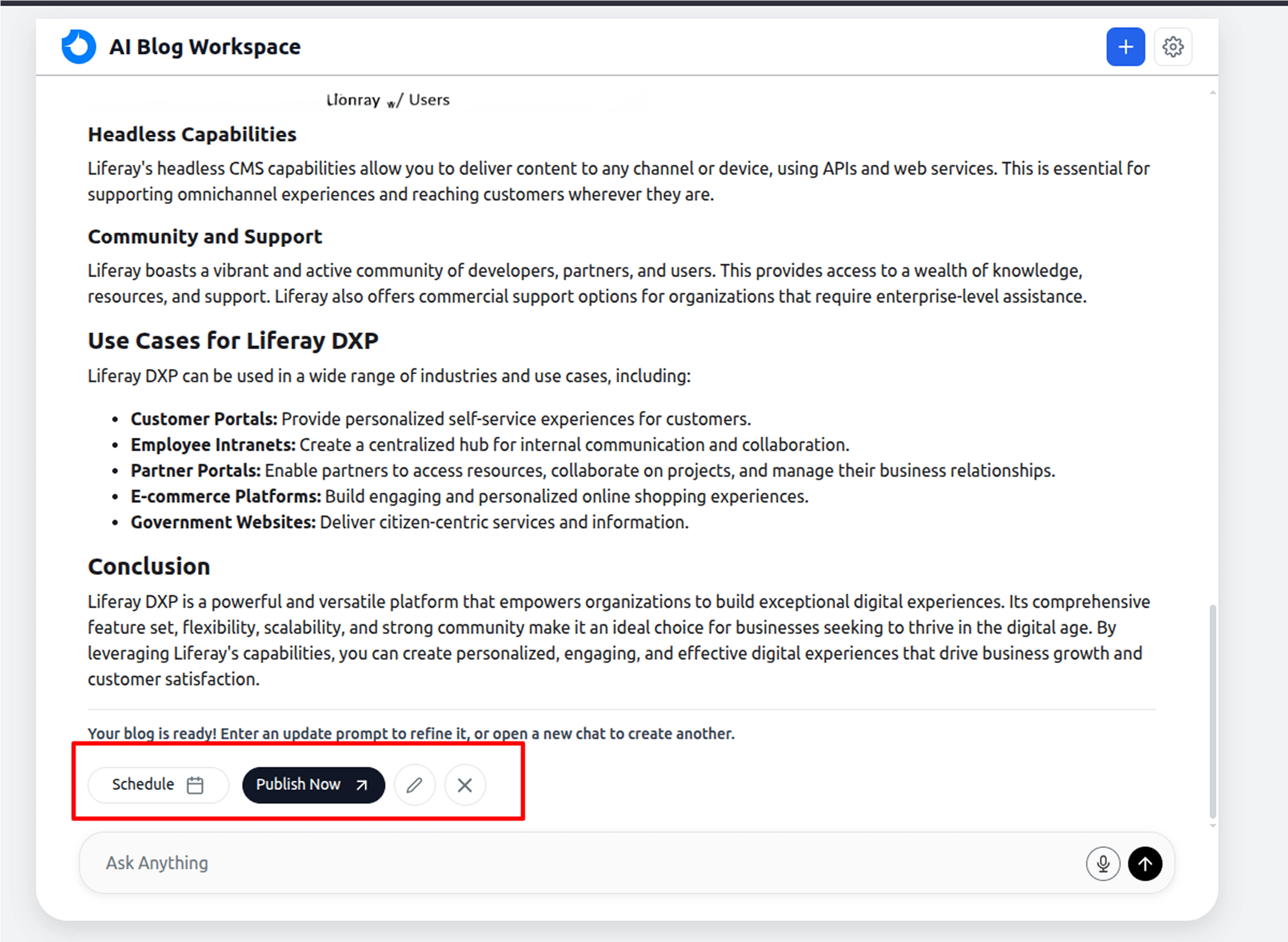 AI Blog Workspace For Liferay screenshot 2