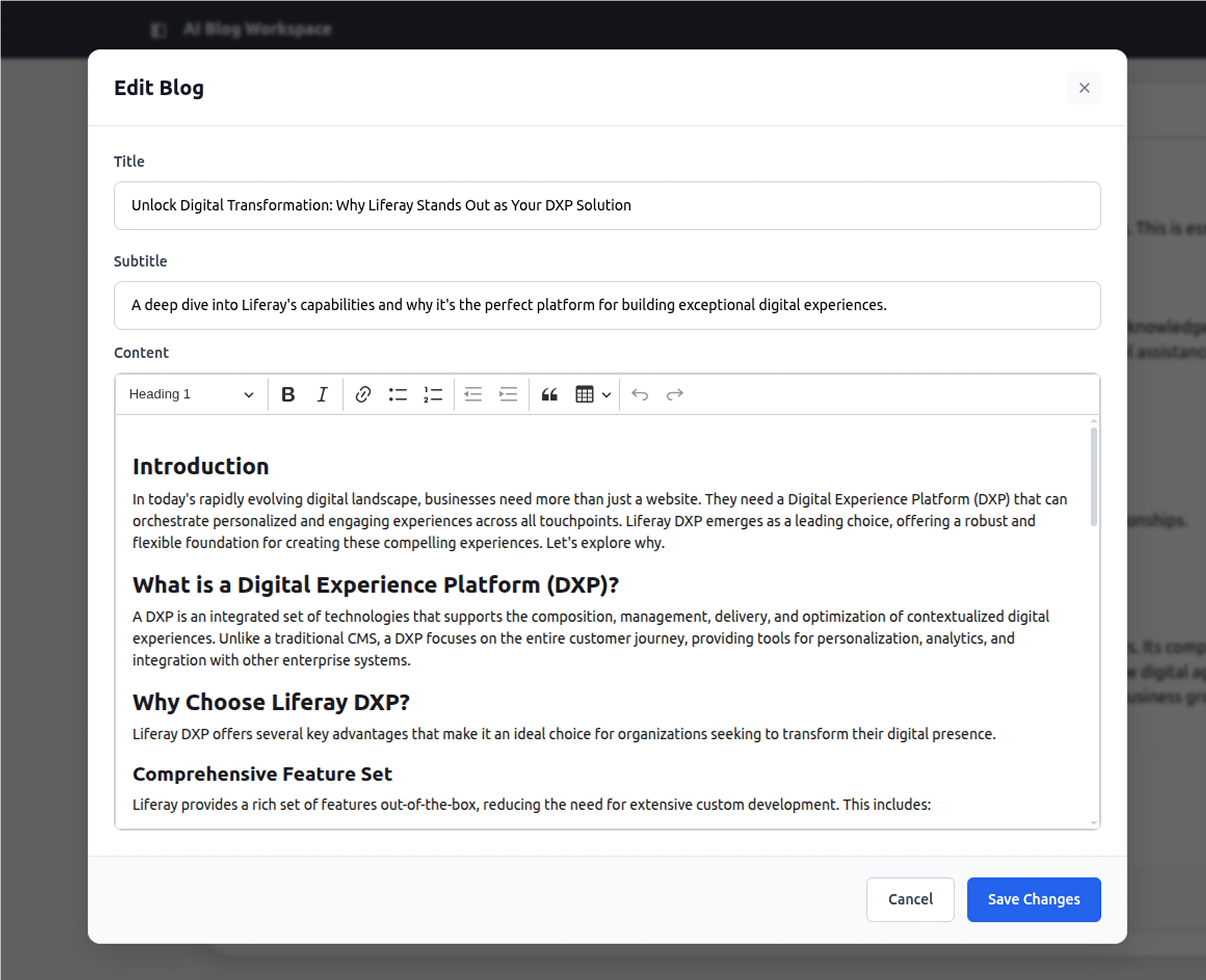 AI Blog Workspace For Liferay screenshot 5