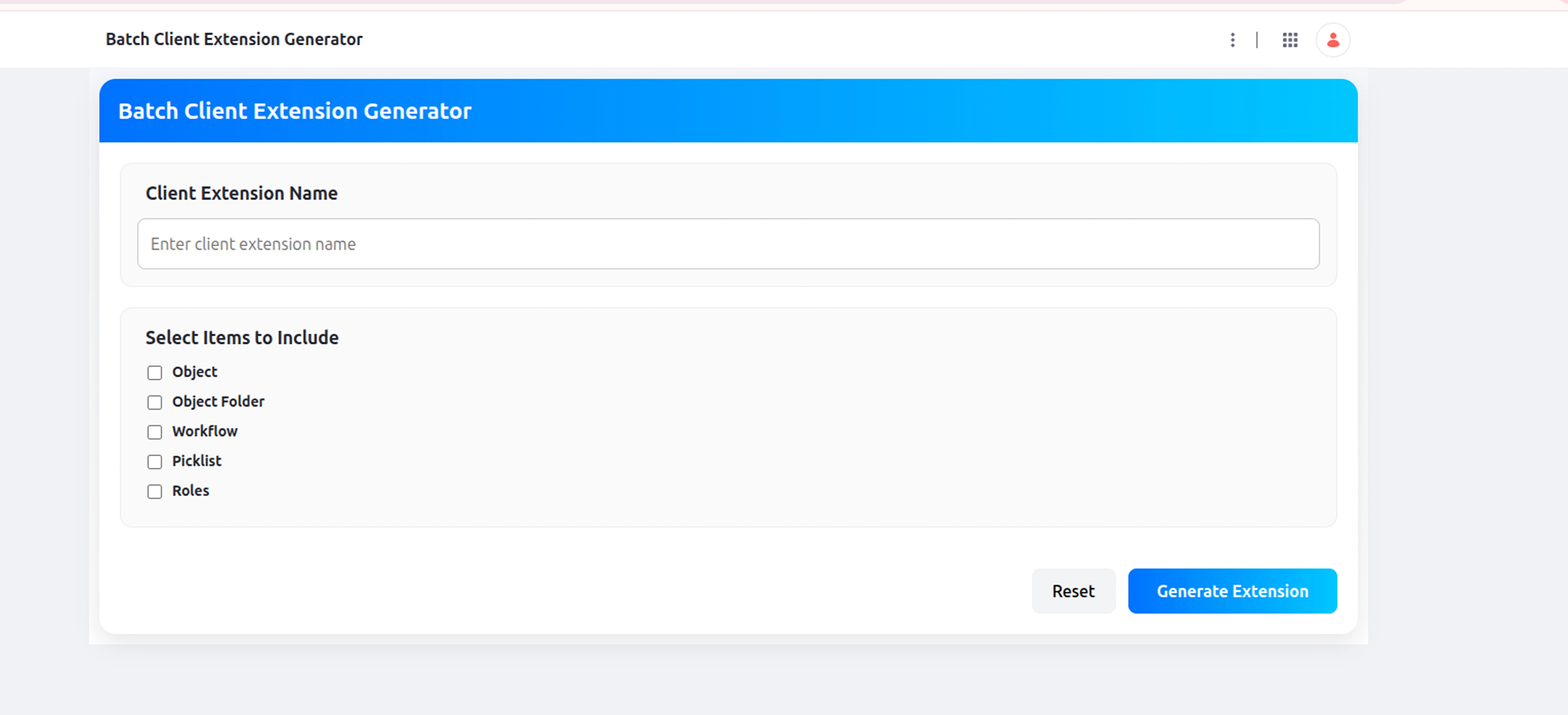 Batch Client Extension Generator screenshot 1